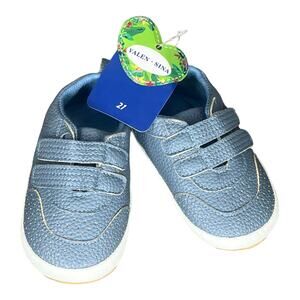 NEW Valen Sina BABY SHOES Size 5.5 US 21EU Blue Faux Leather Toddler Hook & Loop